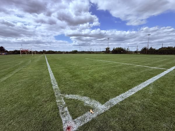 Zielona trawa z liniami boiska