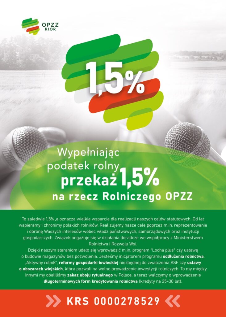 Na ulotkce informacje o możliwości przekazanie 1,5%.