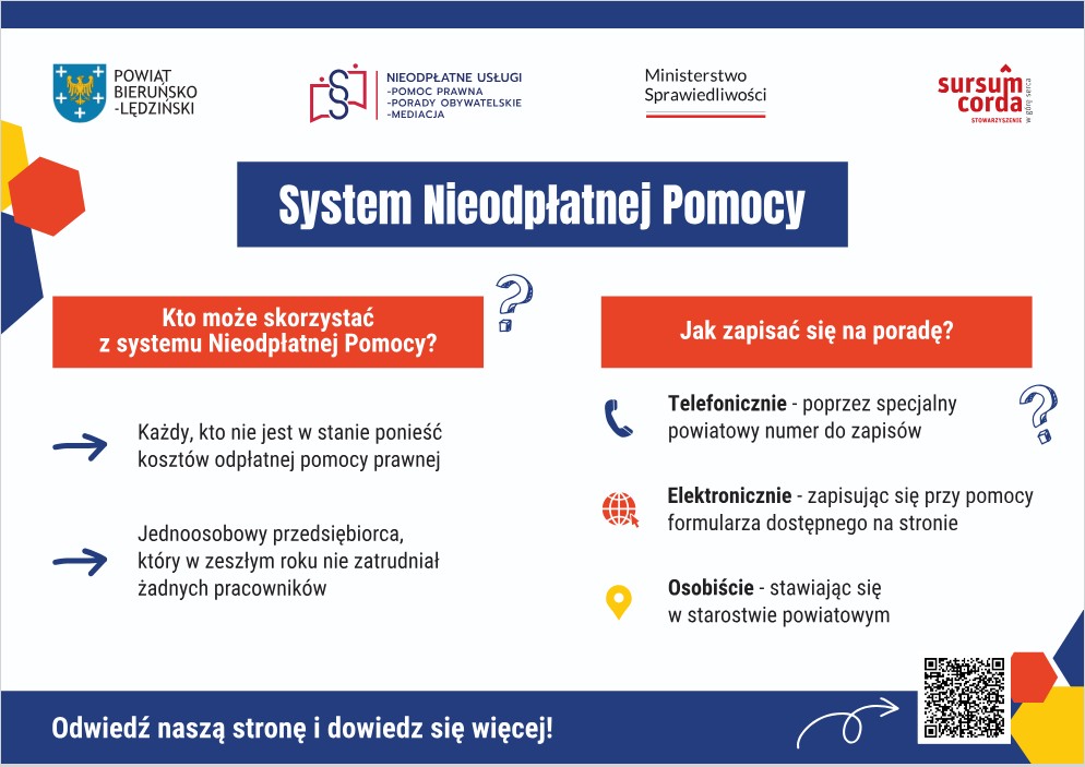 Plakat promujący nieodpłatne porady prawne - opis w poście